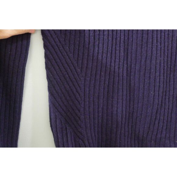 INTERMIX Cropped Cashmere/Wool Ribbed Button Shoulder Sweater - Navy XL - Picture 3 of 6